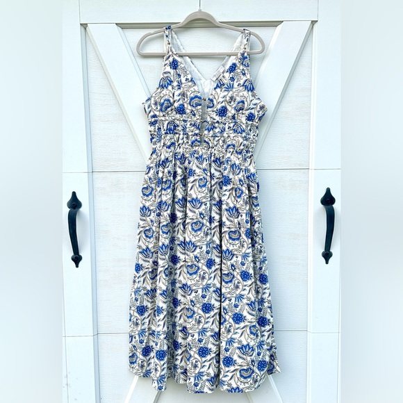 caroline constas blue floral dress Blue Garden Toile Bardot Maxi Dress